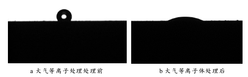 大气等离子体处理前后发泡PVC板表面接触角 
