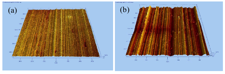 图2 白光干涉等离子体处理前后硅橡胶的表面形貌