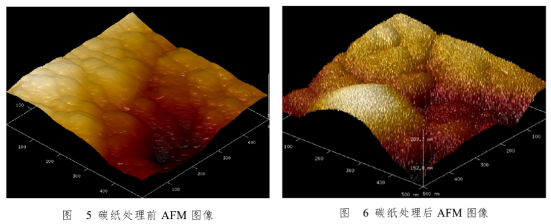 碳纸等离子体处理前后AFM图像